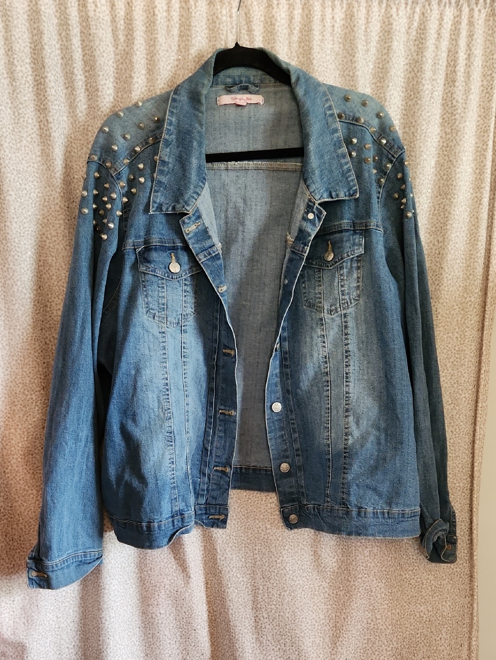 Simply Be Light Blue Studded Denim Jacket